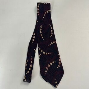Brandini Men Silk Necktie Tie Geometric Swirl Made in Italy Extra Long Corporate